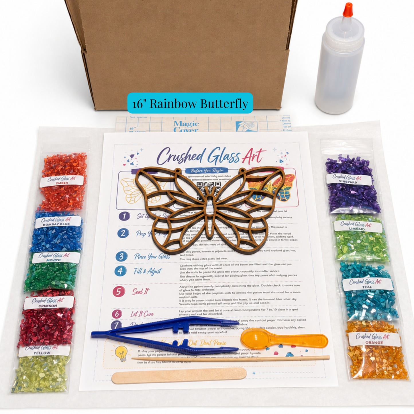 Crushed Glass Art Kit | Rainbow Butterfly
