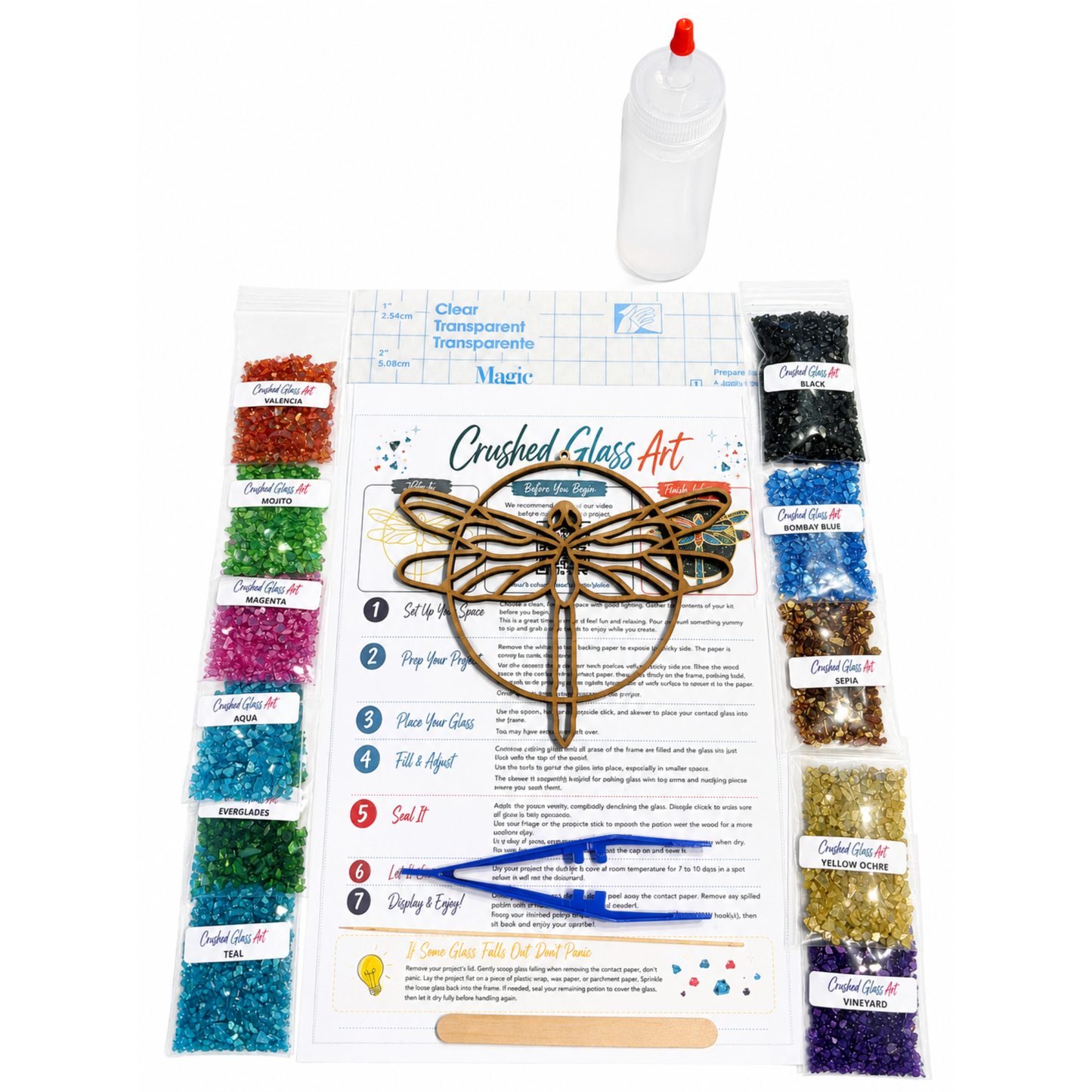 Crushed Glass Art Kit | Midnight Dragonfly
