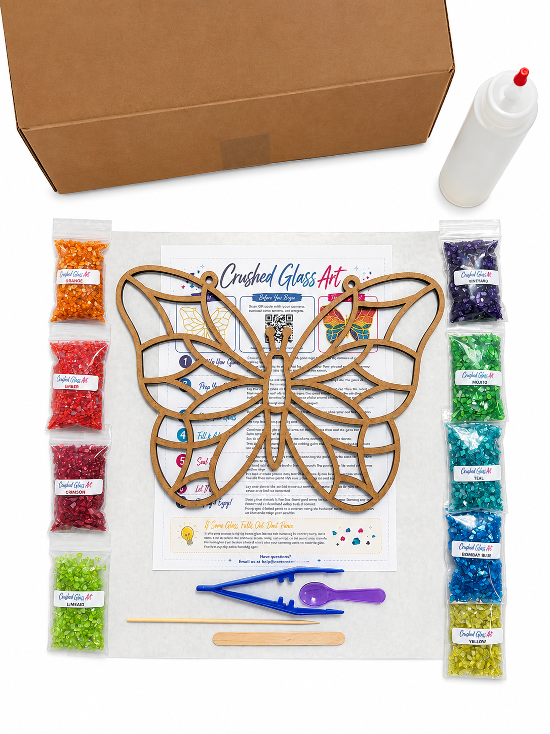 Crushed Glass Art Kit | Rainbow Butterfly