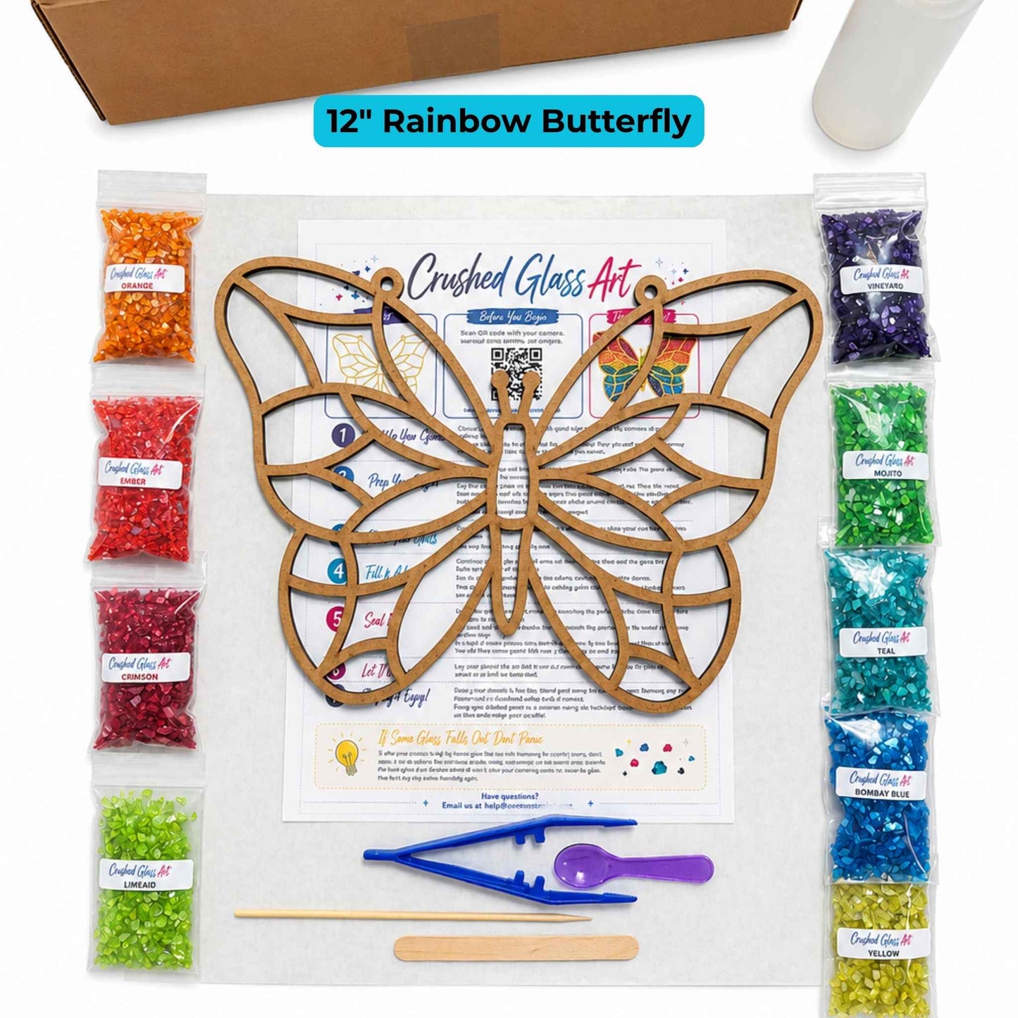 Crushed Glass Art Kit | Rainbow Butterfly