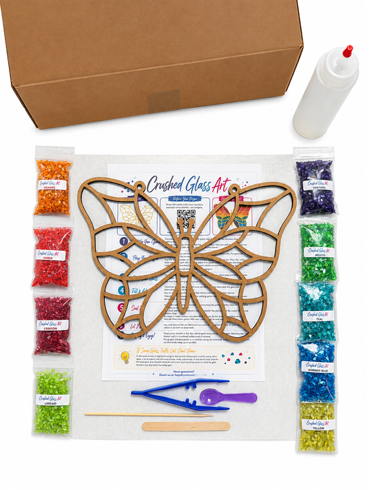Crushed Glass Art Kit | Rainbow Butterfly
